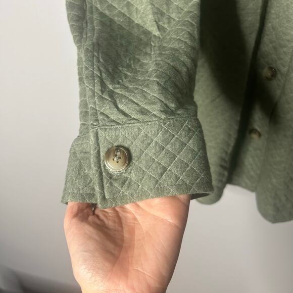 J. Jill Quilted Barn Jacket Chore Coat Women’s XL Green Pockets Lightweight - Picture 5 of 8